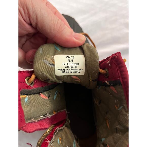 Sperry Top-Sider Women’s Quilted Duck Boots Waterproof Size 8.5 Burgundy Zip - Picture 4 of 7